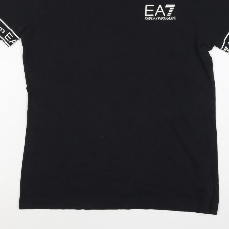 EA7 Emporio Armani Men’s Black S Slim Logo Sleeve T-Shirt