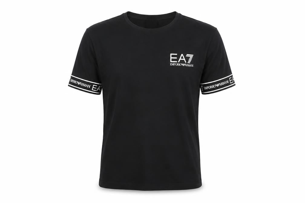 EA7 Emporio Armani Men’s Black S Slim Logo Sleeve T-Shirt