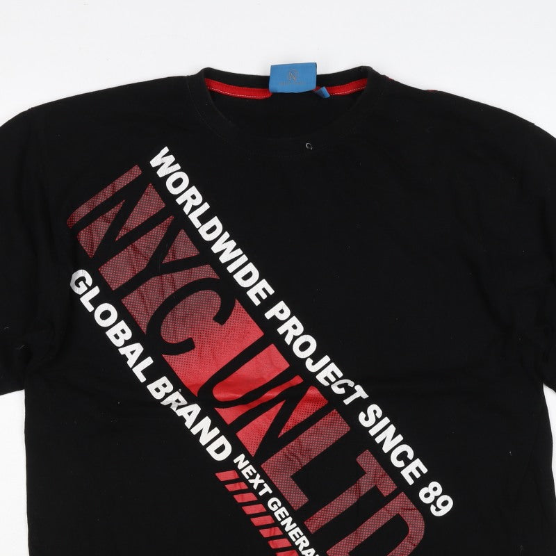 NYC United Men’s Black XL Graphic Print Cotton Crew Neck T-Shirt
