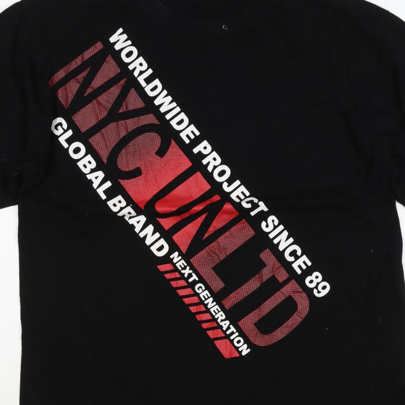 NYC United Men’s Black XL Graphic Print Cotton Crew Neck T-Shirt