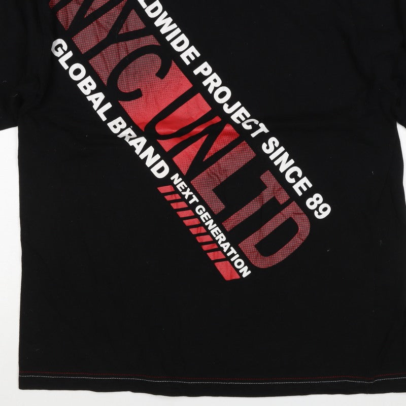 NYC United Men’s Black XL Graphic Print Cotton Crew Neck T-Shirt