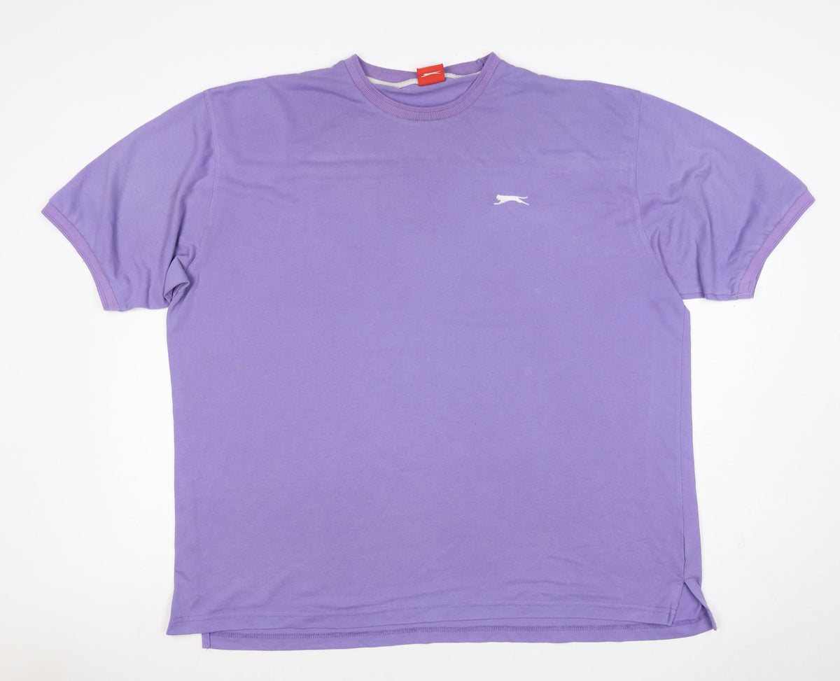 Slazenger Men’s Purple 2XL Crew Neck Logo Short Sleeve T-Shirt