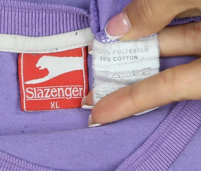 Slazenger Men’s Purple 2XL Crew Neck Logo Short Sleeve T-Shirt