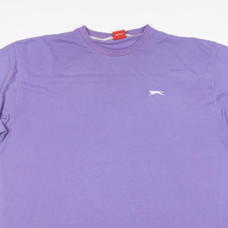 Slazenger Men’s Purple 2XL Crew Neck Logo Short Sleeve T-Shirt