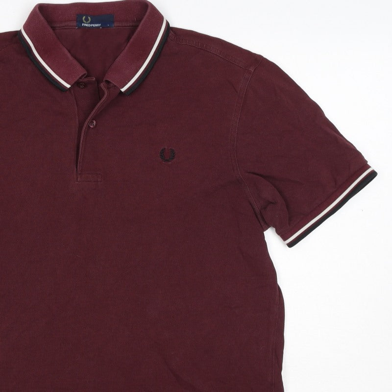 Fred Perry Men’s Burgundy L Cotton Piqué Tipped Short Sleeve Polo Shirt