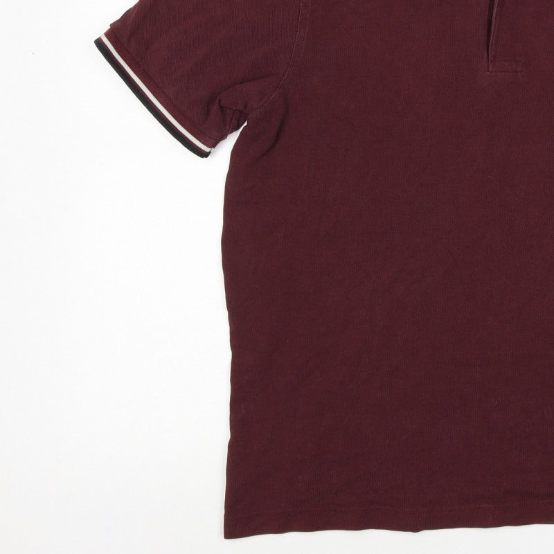 Fred Perry Men’s Burgundy L Cotton Piqué Tipped Short Sleeve Polo Shirt