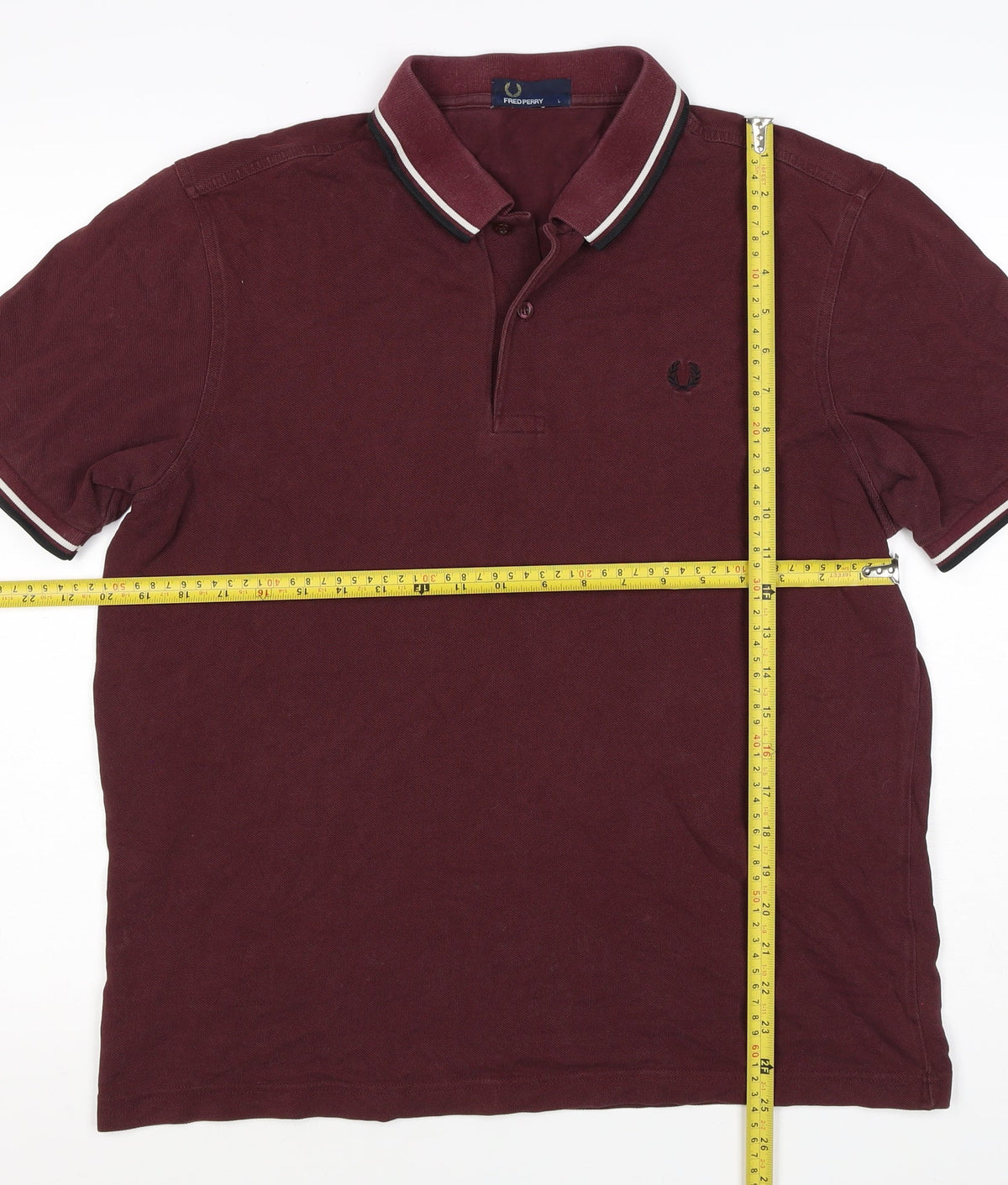 Fred Perry Men’s Burgundy L Cotton Piqué Tipped Short Sleeve Polo Shirt