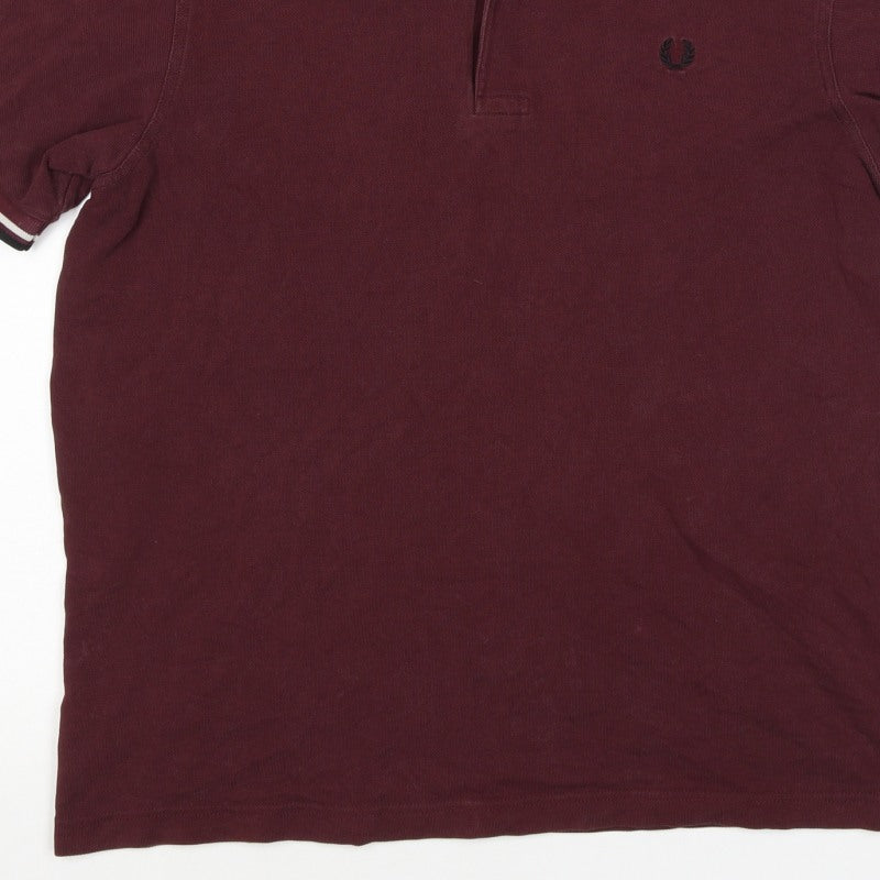 Fred Perry Men’s Burgundy L Cotton Piqué Tipped Short Sleeve Polo Shirt