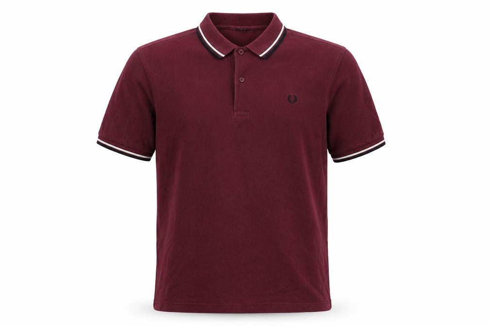 Fred Perry Men’s Burgundy L Cotton Piqué Tipped Short Sleeve Polo Shirt