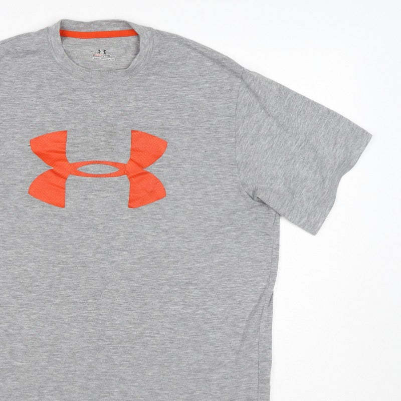 Additional view of Under Armour Men’s Grey Orange Logo HeatGear T-Shirt, size S
