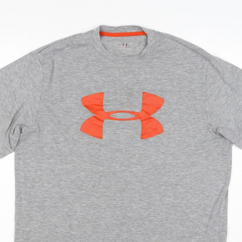Additional view of Under Armour Men’s Grey Orange Logo HeatGear T-Shirt, size S