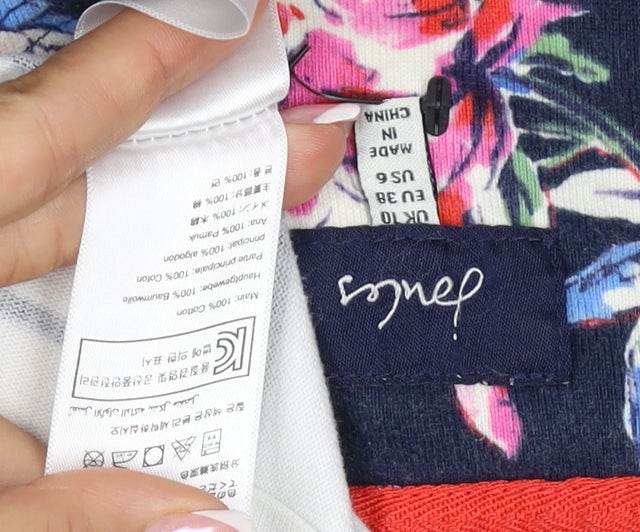 Joules Women Multicoloured UK 10 Floral Stripe Jersey Long Sleeve Top
