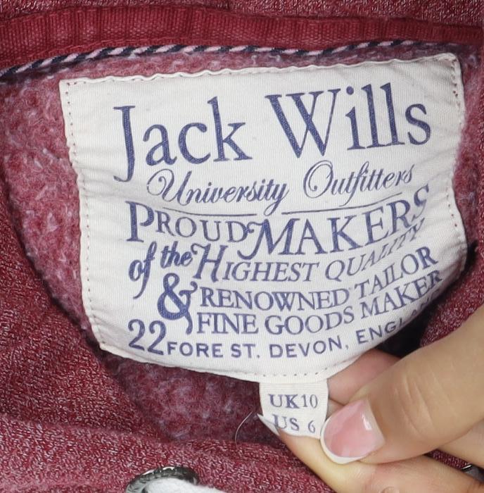 Jack Wills Women’s Red UK 10 Pullover Hoodie Logo Pockets