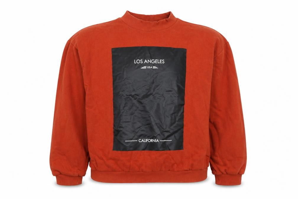 Dondup Womens Orange M Los Angeles Graphic Mock Neck Sweatshirt