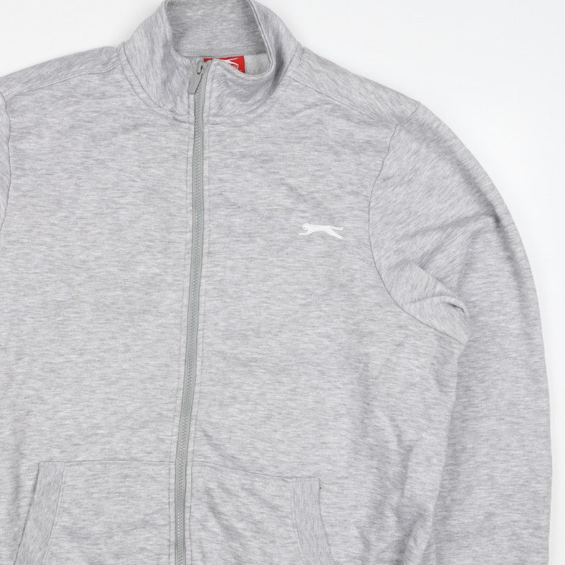 Slazenger Men’s Grey L Full Zip High Neck Logo Sweatshirt