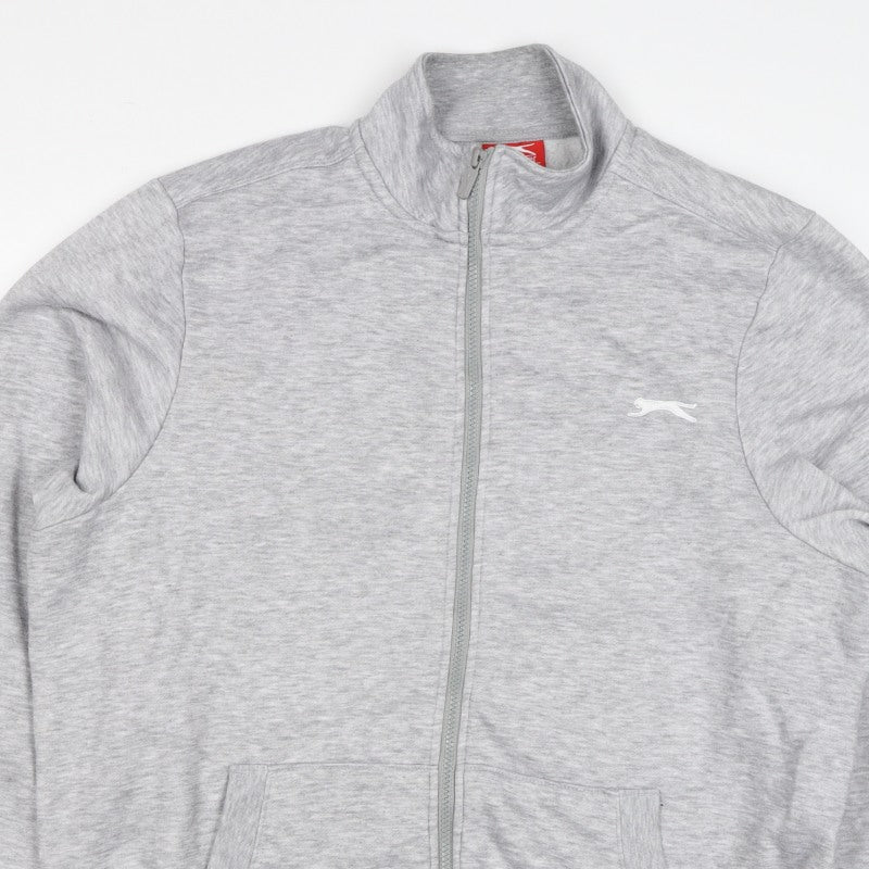 Slazenger Men’s Grey L Full Zip High Neck Logo Sweatshirt