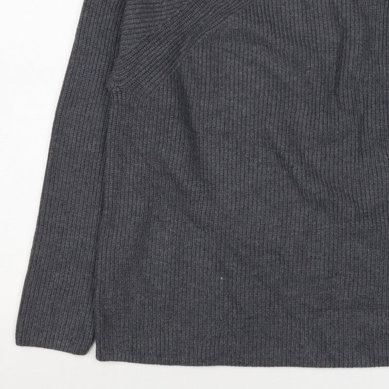 M&S Autograph Unisex Dark Grey L Roll Neck Rib Knit Jumper