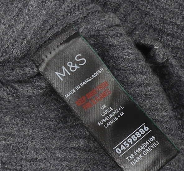 M&S Autograph Unisex Dark Grey L Roll Neck Rib Knit Jumper