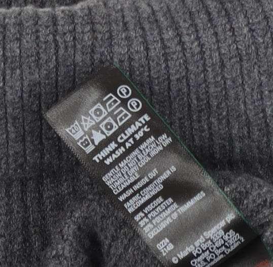 M&S Autograph Unisex Dark Grey L Roll Neck Rib Knit Jumper