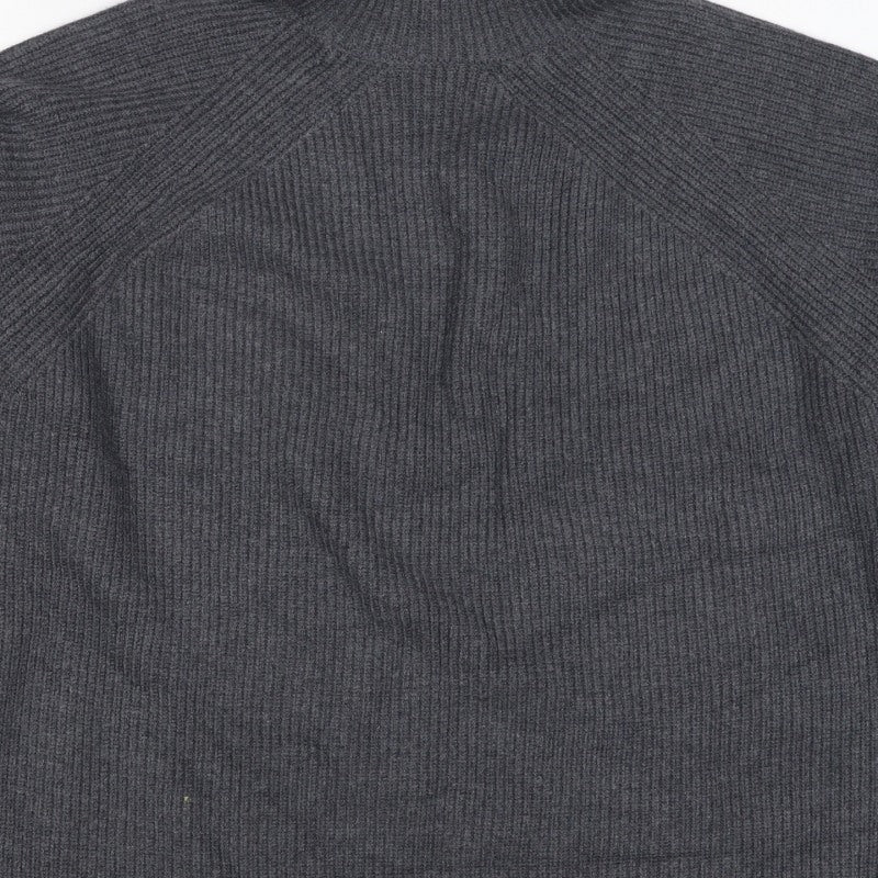 M&S Autograph Unisex Dark Grey L Roll Neck Rib Knit Jumper