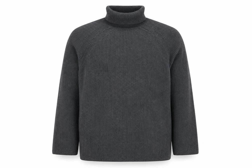 M&S Autograph Unisex Dark Grey L Roll Neck Rib Knit Jumper