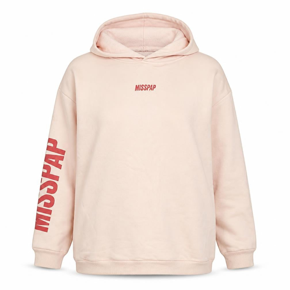 Misspap Women Pink M Logo Pullover Hooded Cotton Fleece Sweatshirt