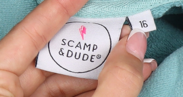Scamp & Dude Women’s Blue Size 16 Organic Cotton Logo Pullover Hoodie