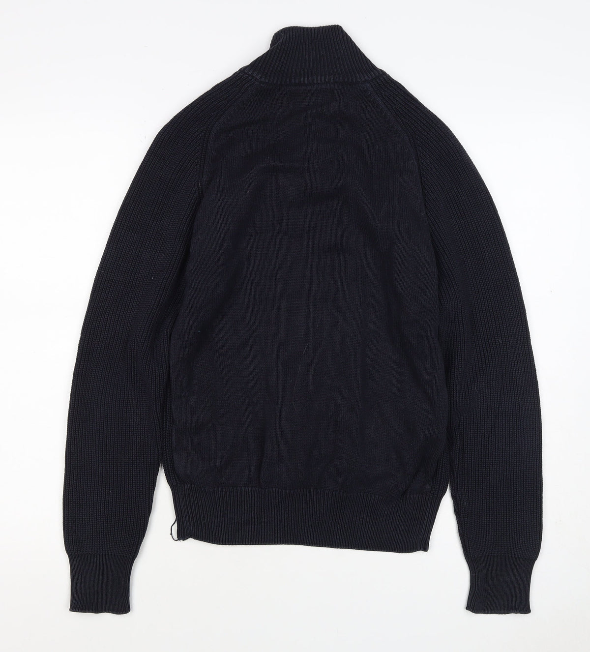 Next Men’s Blue M 1/4 Zip High Neck Chunky Knit Cotton Jumper