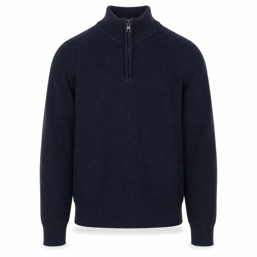Next Men’s Blue M 1/4 Zip High Neck Chunky Knit Cotton Jumper