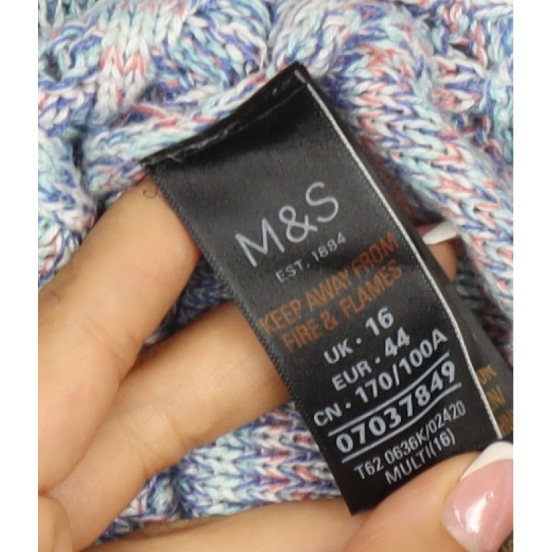 M&S Per Una Women’s Multicoloured Size 16 Full Zip Open Knit Cardigan