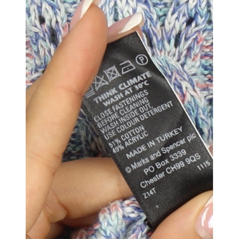M&S Per Una Women’s Multicoloured Size 16 Full Zip Open Knit Cardigan