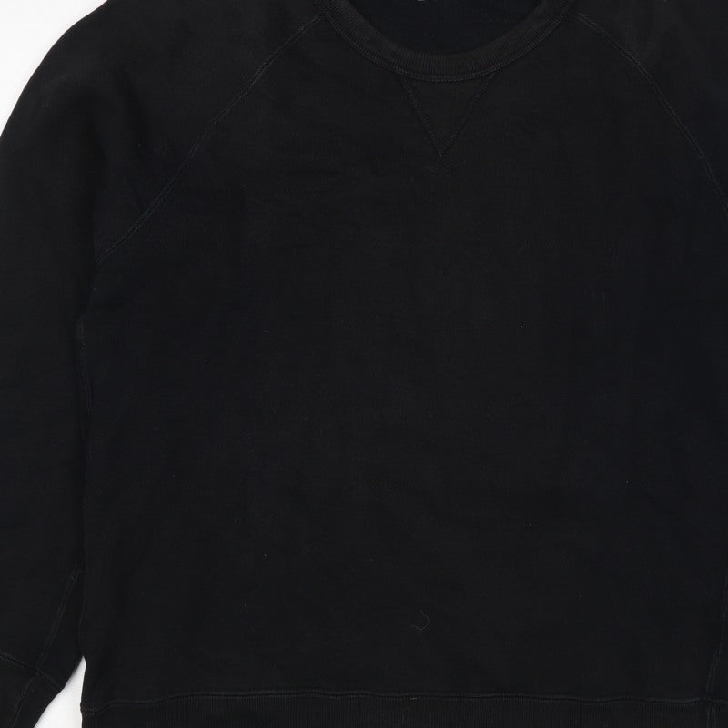 UNIQLO Men Black M Crew Neck Pullover Cotton Sweatshirt Classic