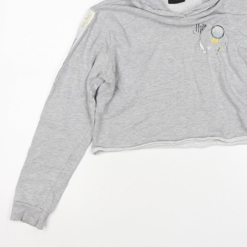 Harry Potter Girls Grey 15 Years Pullover Hoodie Graphic Print Crop