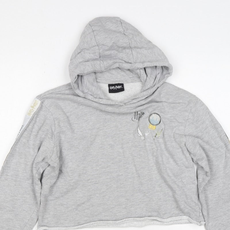 Harry Potter Girls Grey 15 Years Pullover Hoodie Graphic Print Crop