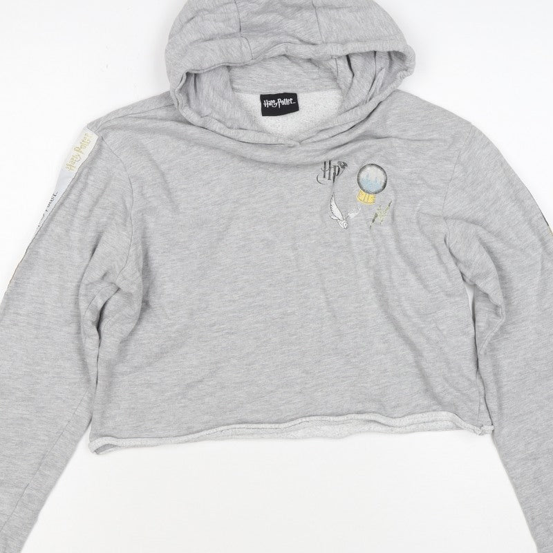 Harry Potter Girls Grey 15 Years Pullover Hoodie Graphic Print Crop
