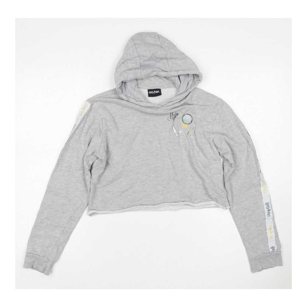 Harry Potter Girls Grey 15 Years Pullover Hoodie Graphic Print Crop