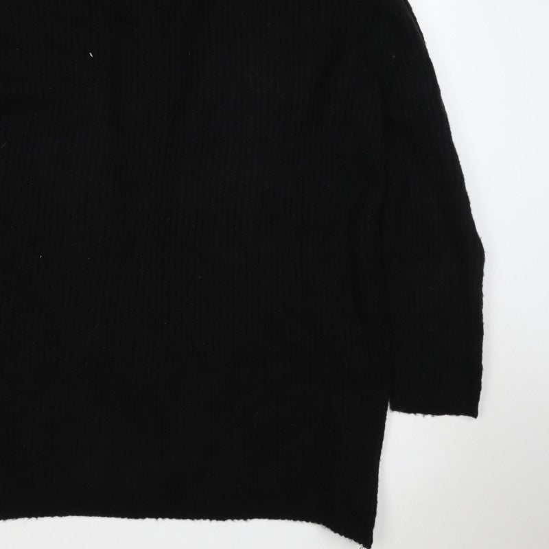 River Island Women Black L Cable Knit Open Cardigan Long Sleeve Zip