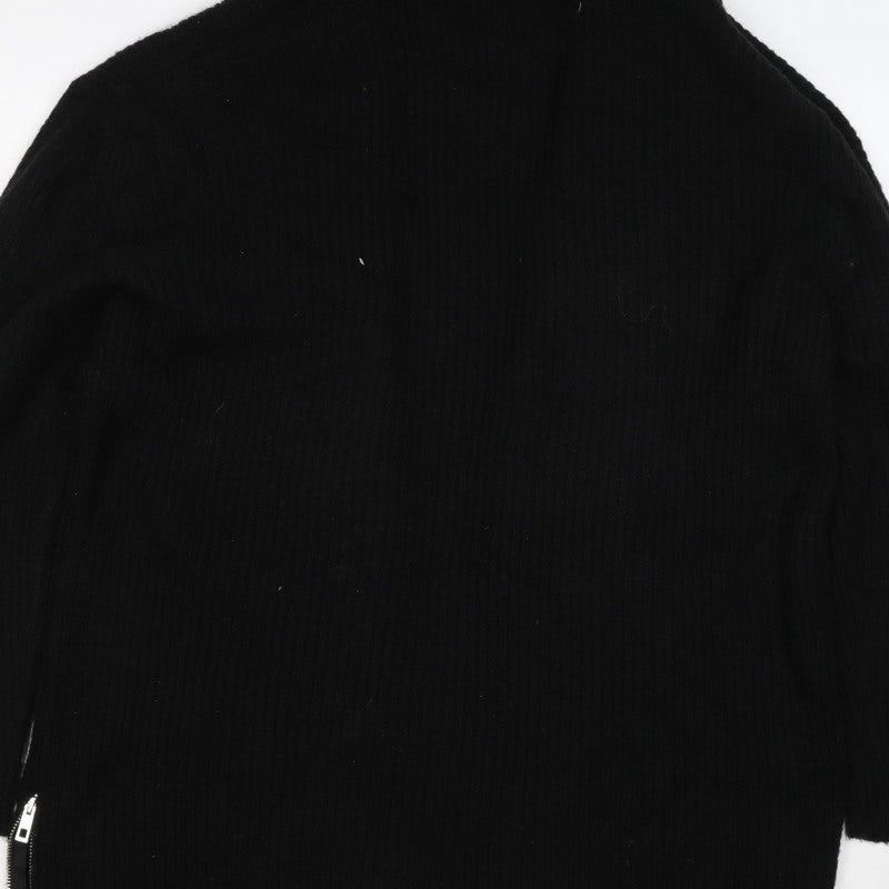 River Island Women Black L Cable Knit Open Cardigan Long Sleeve Zip