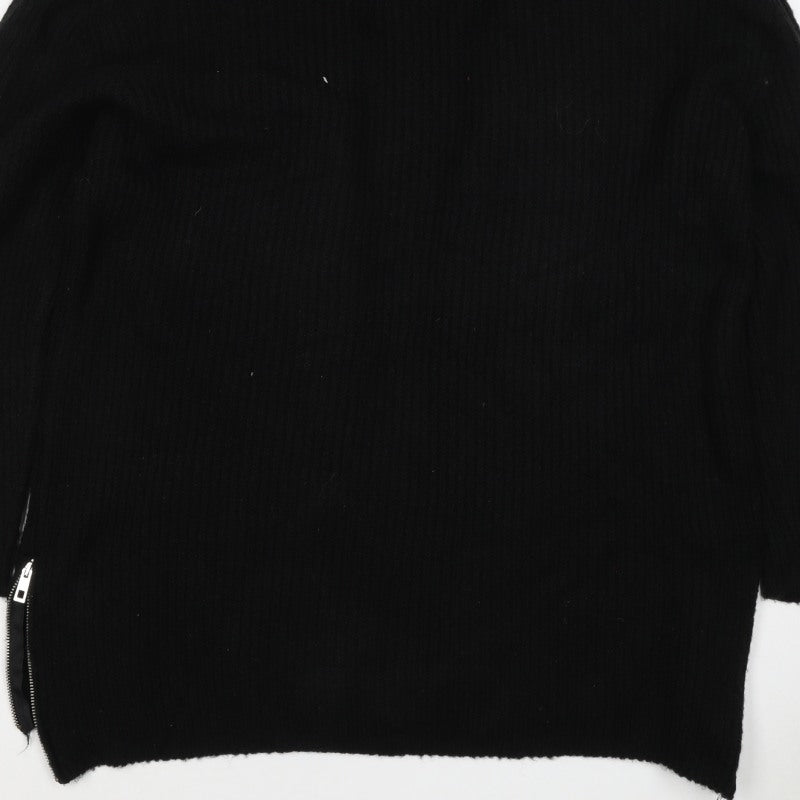 River Island Women Black L Cable Knit Open Cardigan Long Sleeve Zip