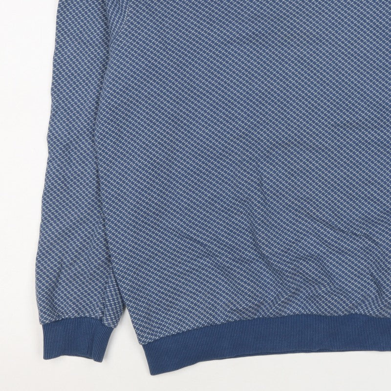 Wax London Men’s Blue M Geometric Knit Crew Neck Pullover Sweatshirt