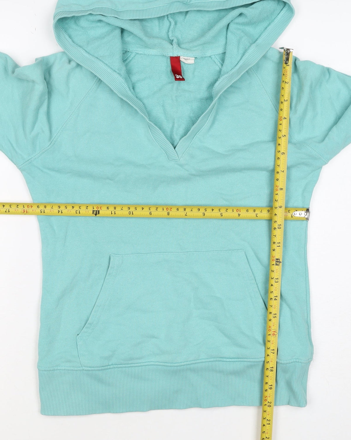 H&M Divided Women’s Blue UK 10 Pullover Hoodie V-Neck Kangaroo Pocket
