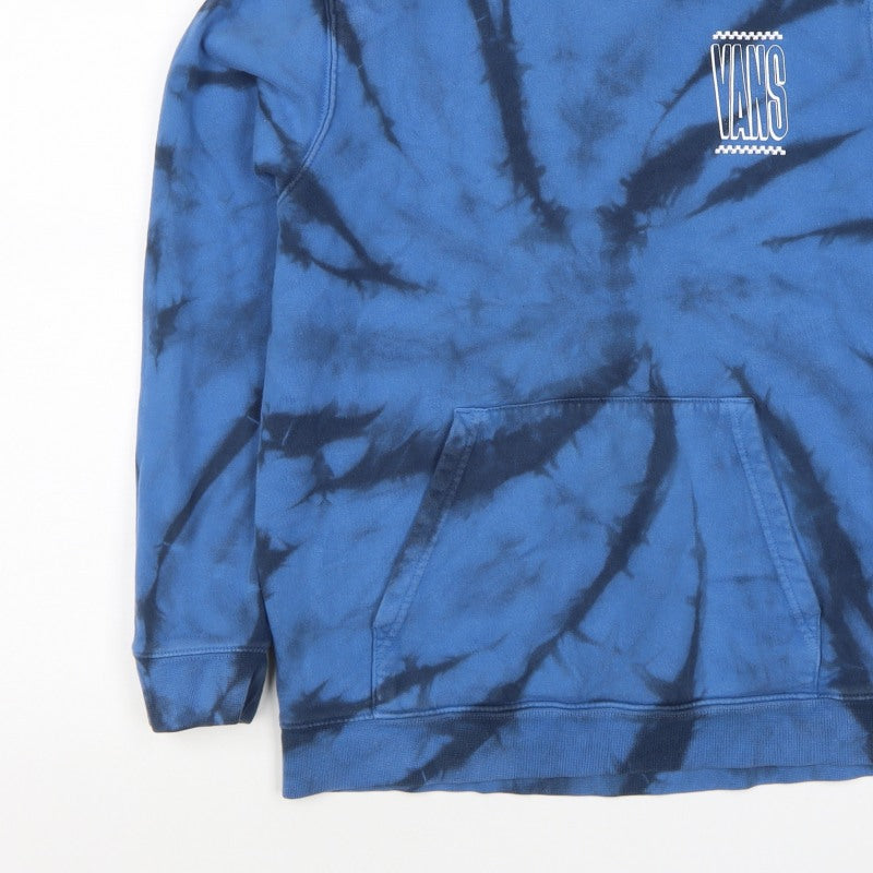 Vans Boys Blue Black Tie Dye Pullover Hoodie L Logo Kangaroo Pocket