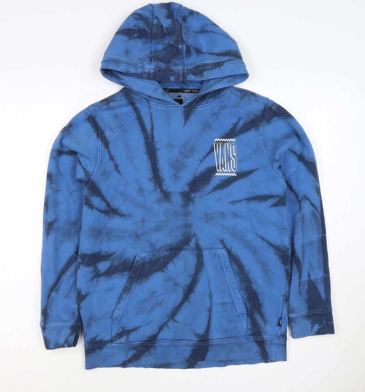 Vans Boys Blue Black Tie Dye Pullover Hoodie L Logo Kangaroo Pocket