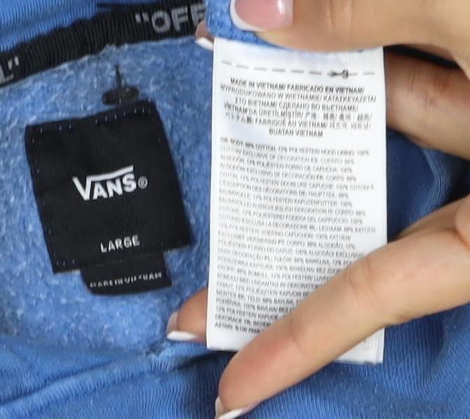 Vans Boys Blue Black Tie Dye Pullover Hoodie L Logo Kangaroo Pocket