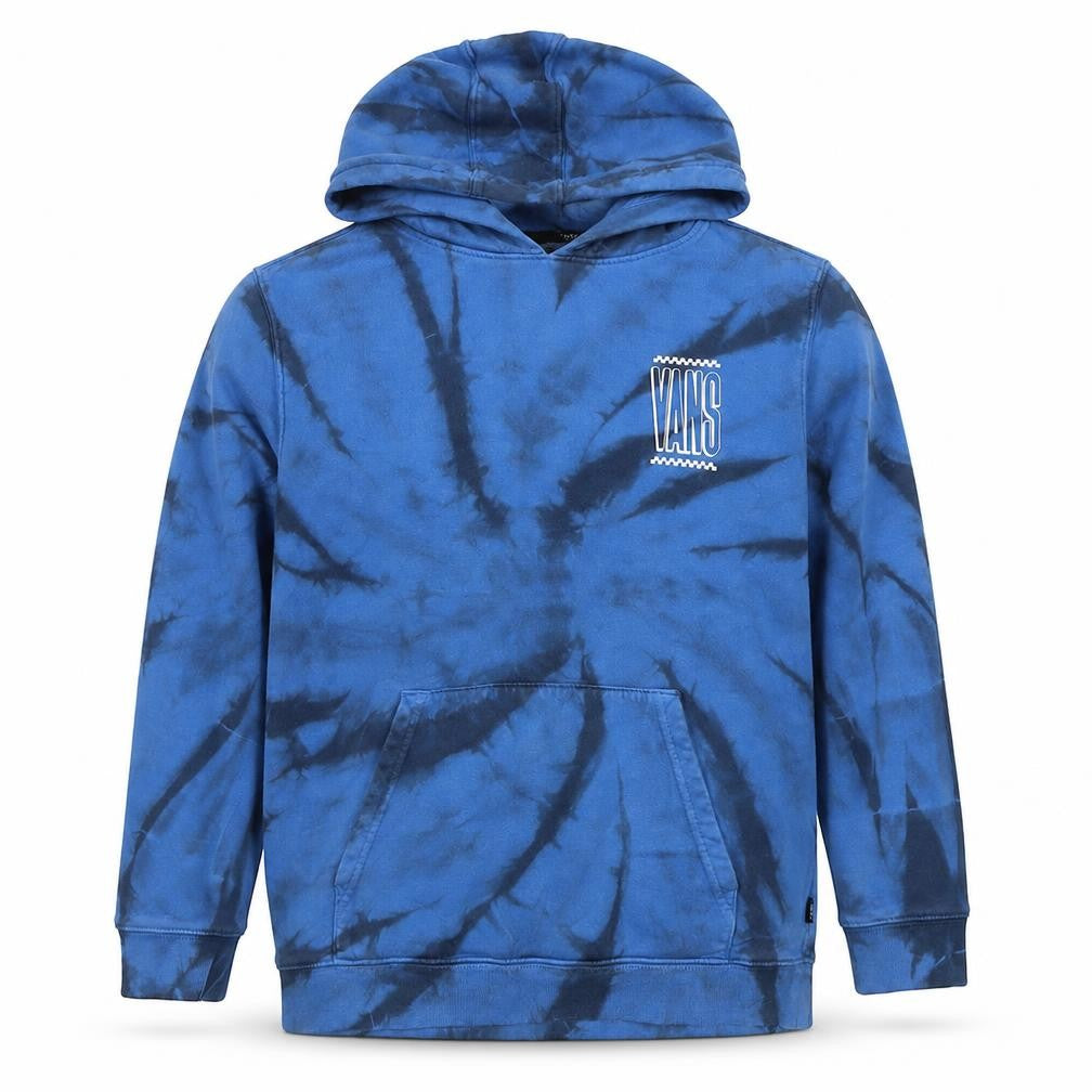 Vans Boys Blue Black Tie Dye Pullover Hoodie L Logo Kangaroo Pocket
