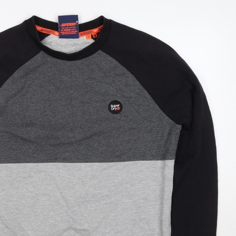 Superdry Men’s Grey Black M Colour Block Crew Neck Logo Sweatshirt