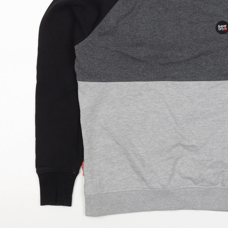 Superdry Men’s Grey Black M Colour Block Crew Neck Logo Sweatshirt