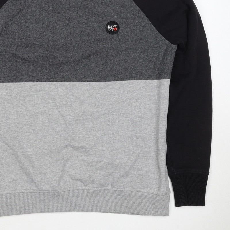 Superdry Men’s Grey Black M Colour Block Crew Neck Logo Sweatshirt
