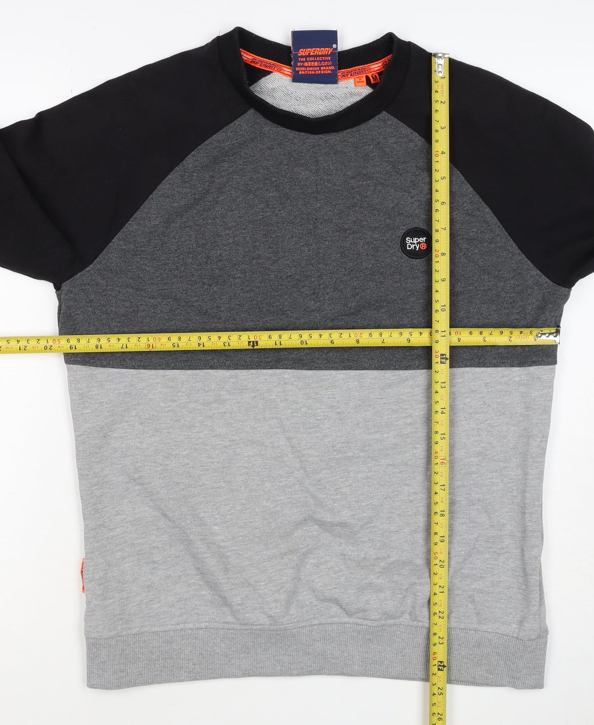 Superdry Men’s Grey Black M Colour Block Crew Neck Logo Sweatshirt