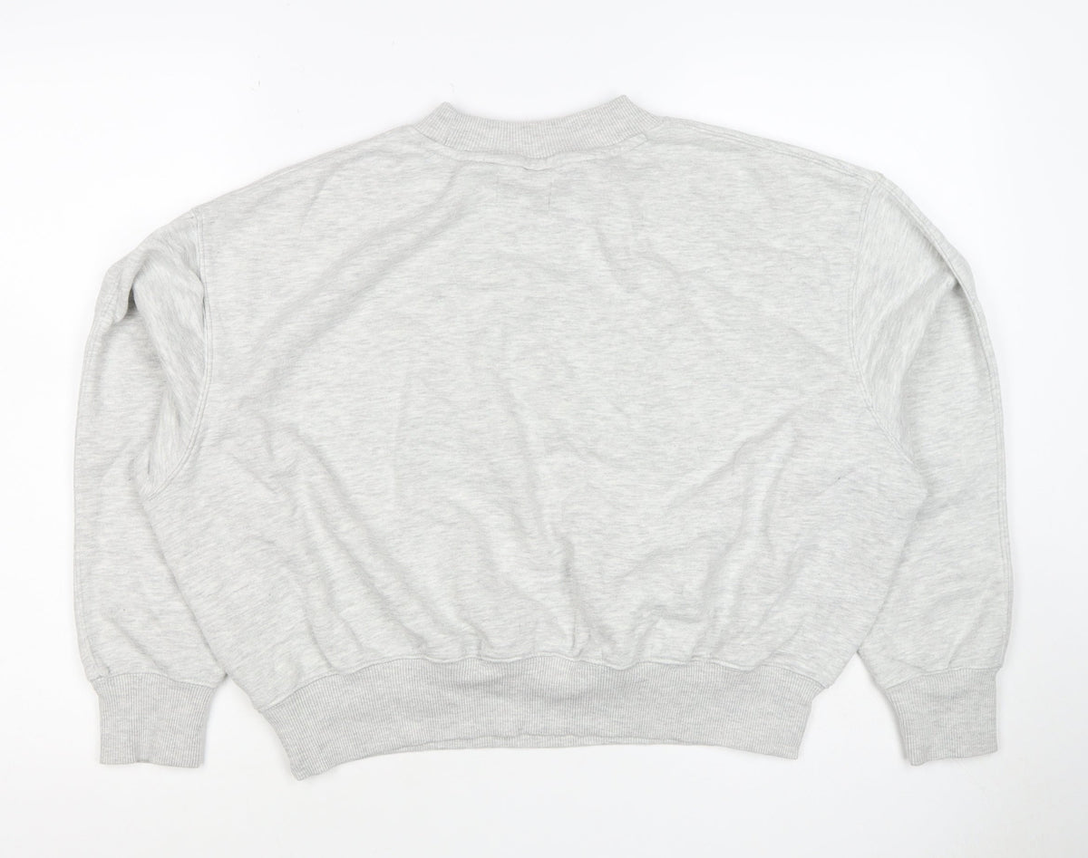 Self. Women’s Grey XS Logo Appliqué Crew Neck Pullover Sweatshirt